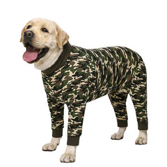 Miaododo traje recuperación para perros mediano/grande, vista frontal, protege la herida.