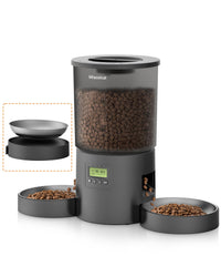 Miaosical alimentador automático para dos gatos, vista frontal – facilita comidas simultáneas.