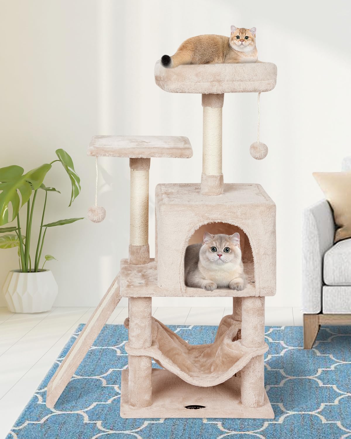 MIAO PAW poste-rascado-sisal-natural: protege muebles y afila uñas.