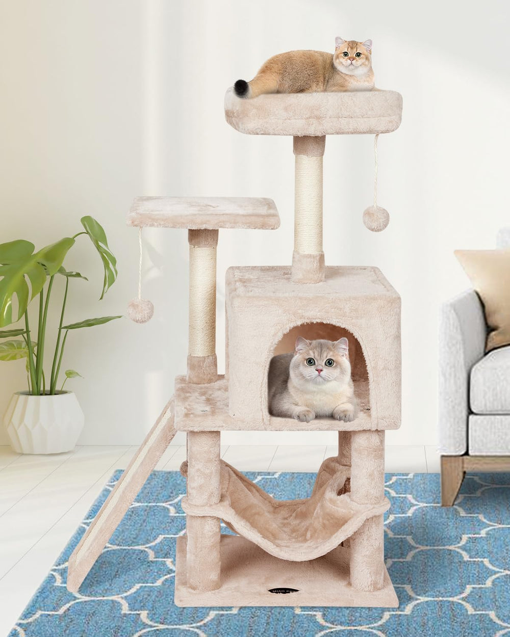 MIAO PAW poste-rascado-sisal-natural: protege muebles y afila uñas.