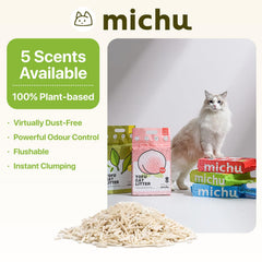 Michu Tofu Gato apilamiento rápido, atrapa líquidos para limpieza eficiente.