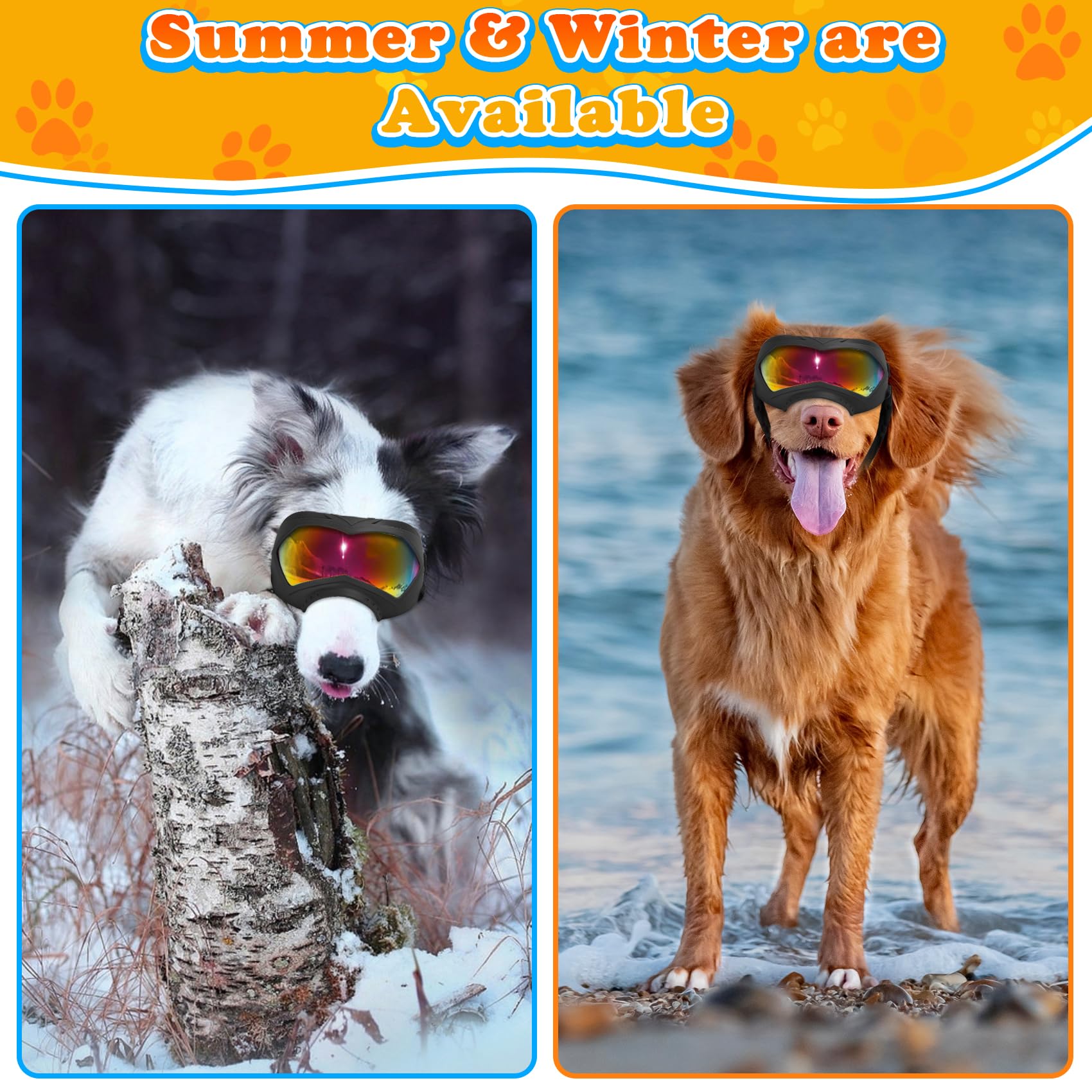 Micnaron gafas para perros armazon TPE ajustable para mejor calce