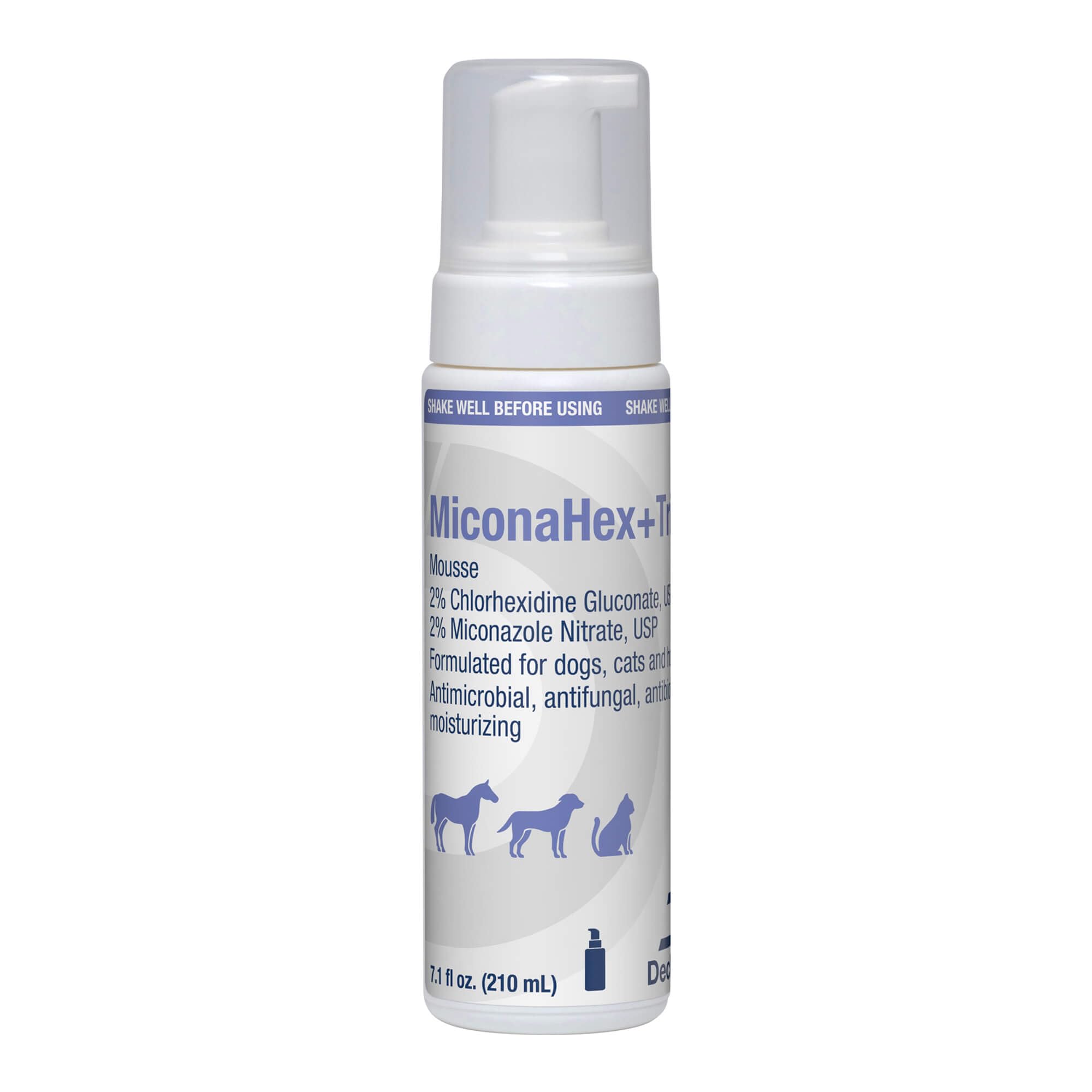 MiconaHex+Triz Mousse aplicada en pelaje para un cuidado suave de la piel.