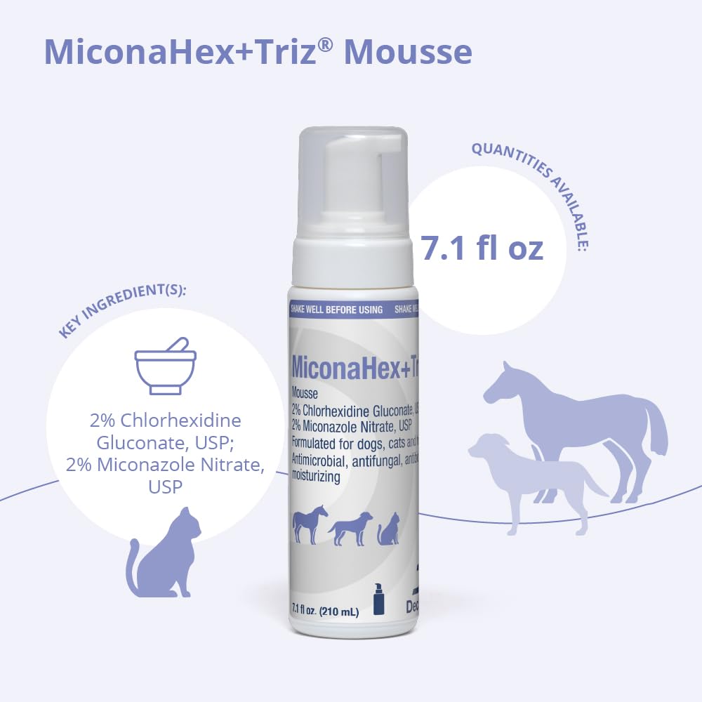 MiconaHex+Triz Mousse apta para perros y gatos para el pelaje.
