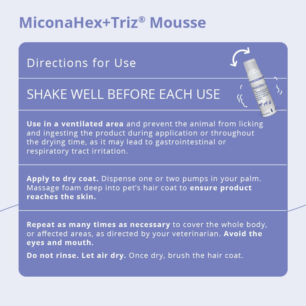 MiconaHex+Triz Mousse para caballos, cuidado suave de la piel.