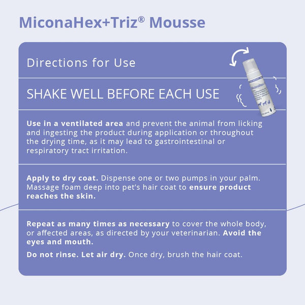 MiconaHex+Triz Mousse para caballos, cuidado suave de la piel.