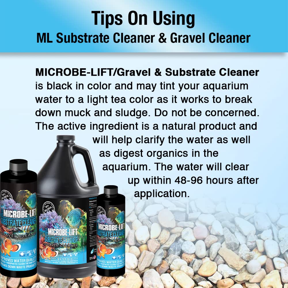 MICROBE-LIFT Gravel & Substrate Cleaner reduce lodo y olores en acuarios.