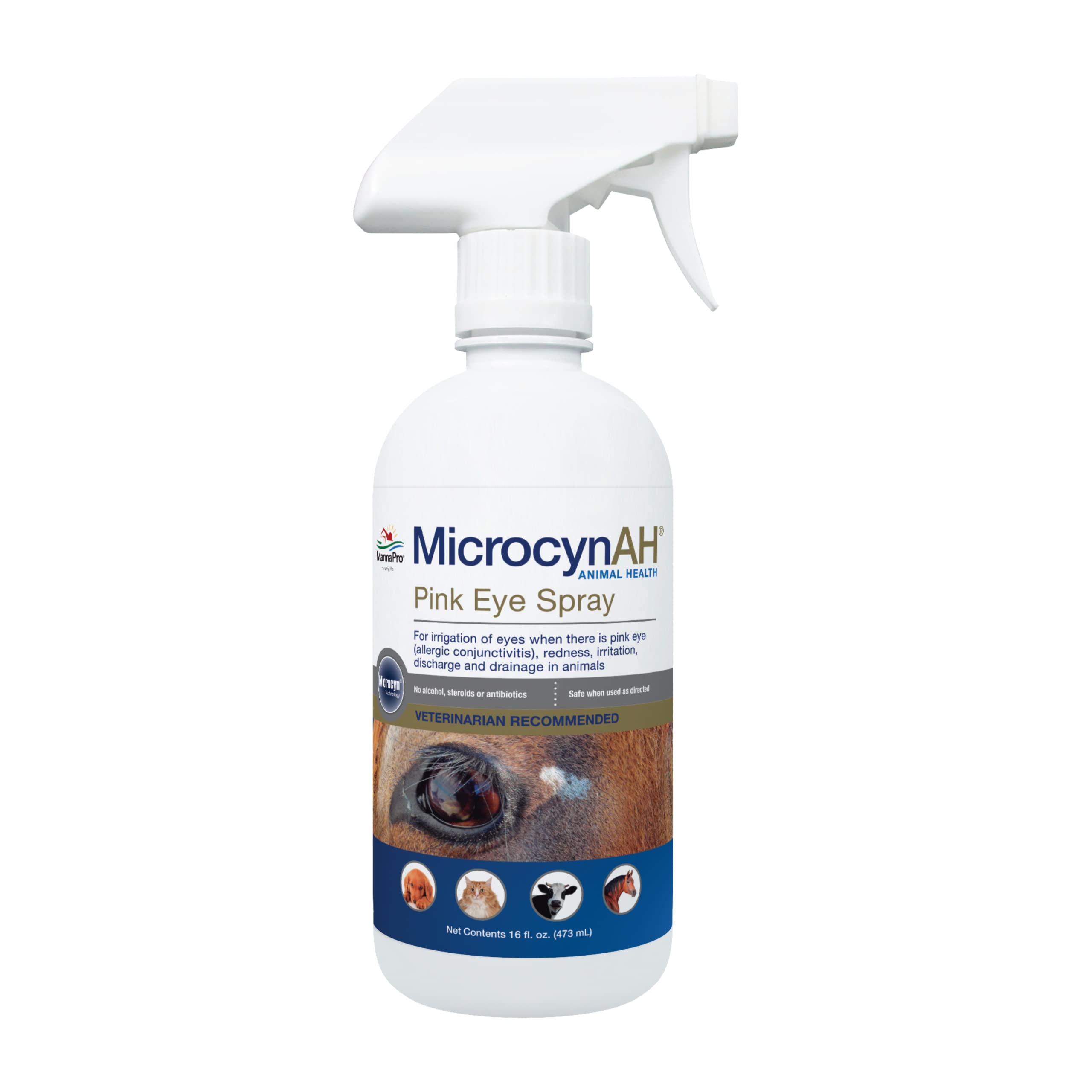 MicrocynAH Pink Eye Spray para ojos rosados de mascotas: alivio suave sin enjuague