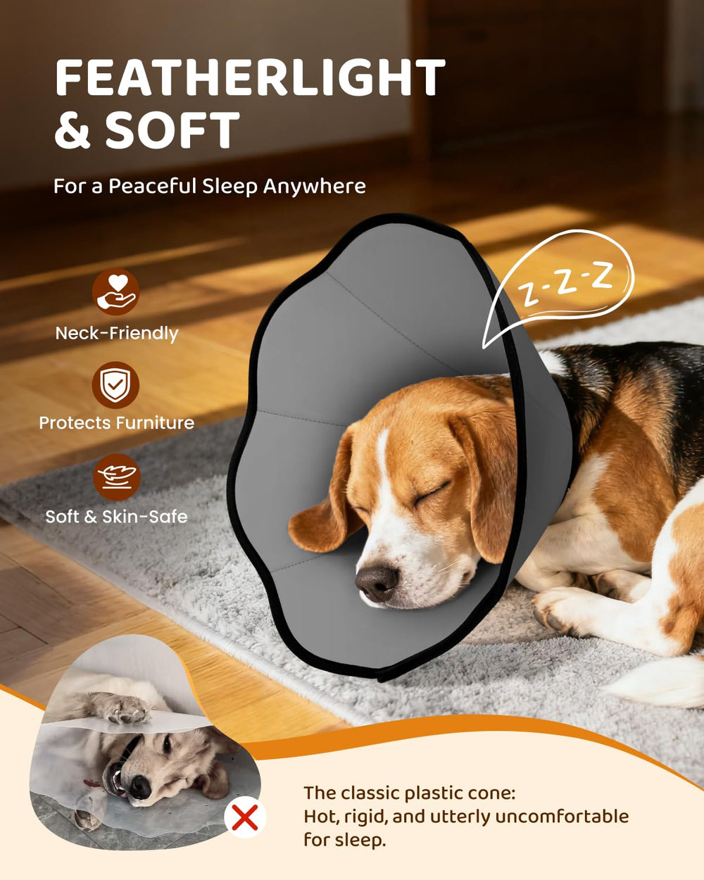 MIDOG collar ajustable, detalle de cierre, facilita un ajuste cómodo