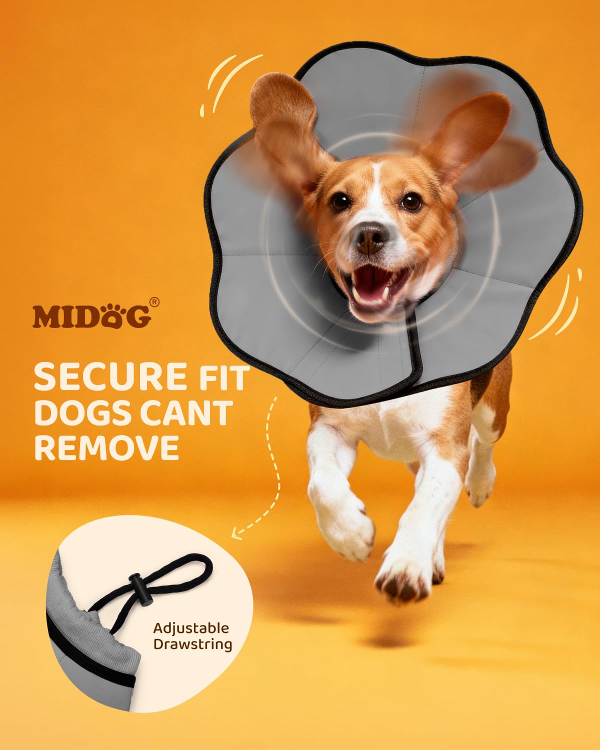 MIDOG collar, bordes profundos, protege la herida sin irritar el cuello