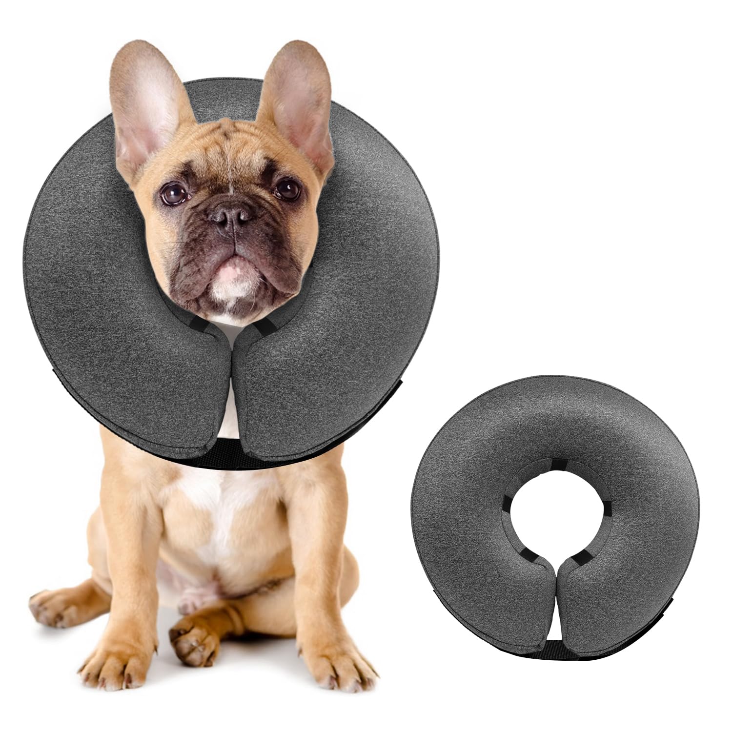 MIDOG collar donut inflable vista frontal, cómodo para comer y beber durante la recuperación
