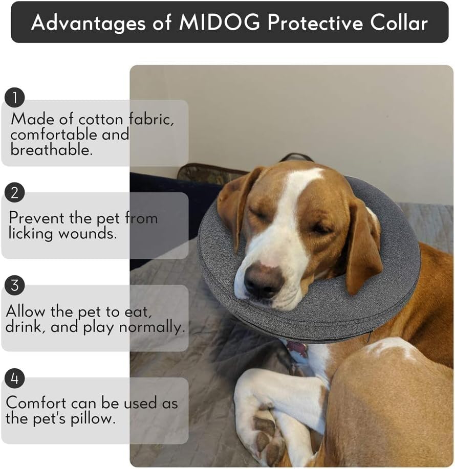 MIDOG collar donut inflable vista lateral, protección continua de incisiones