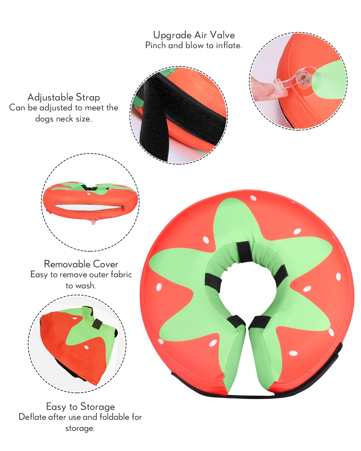MIDOG collar inflable con ajuste seguro mantiene el collar en su sitio.