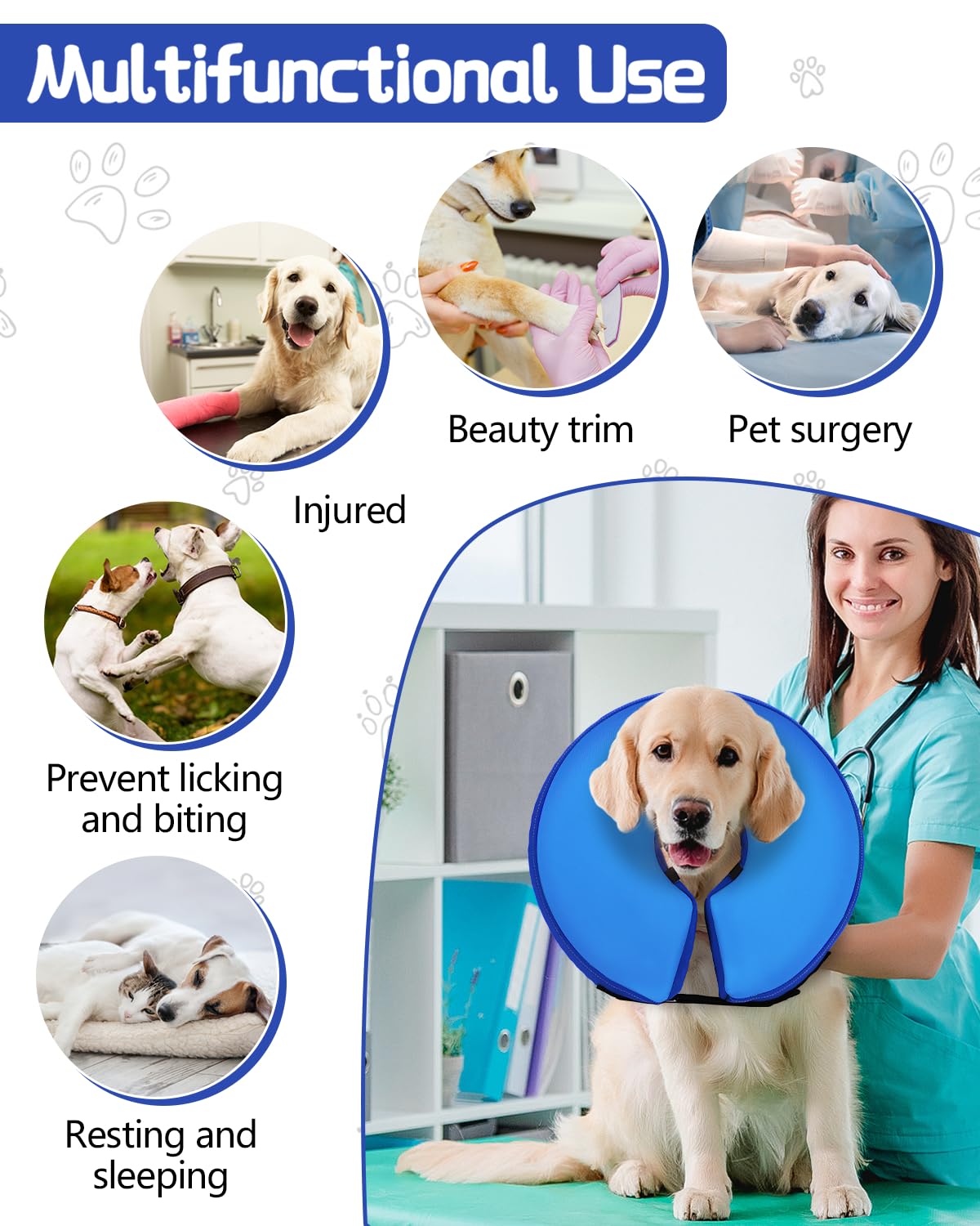 MIDOG collar inflable se desinfla para viajar y almacenar