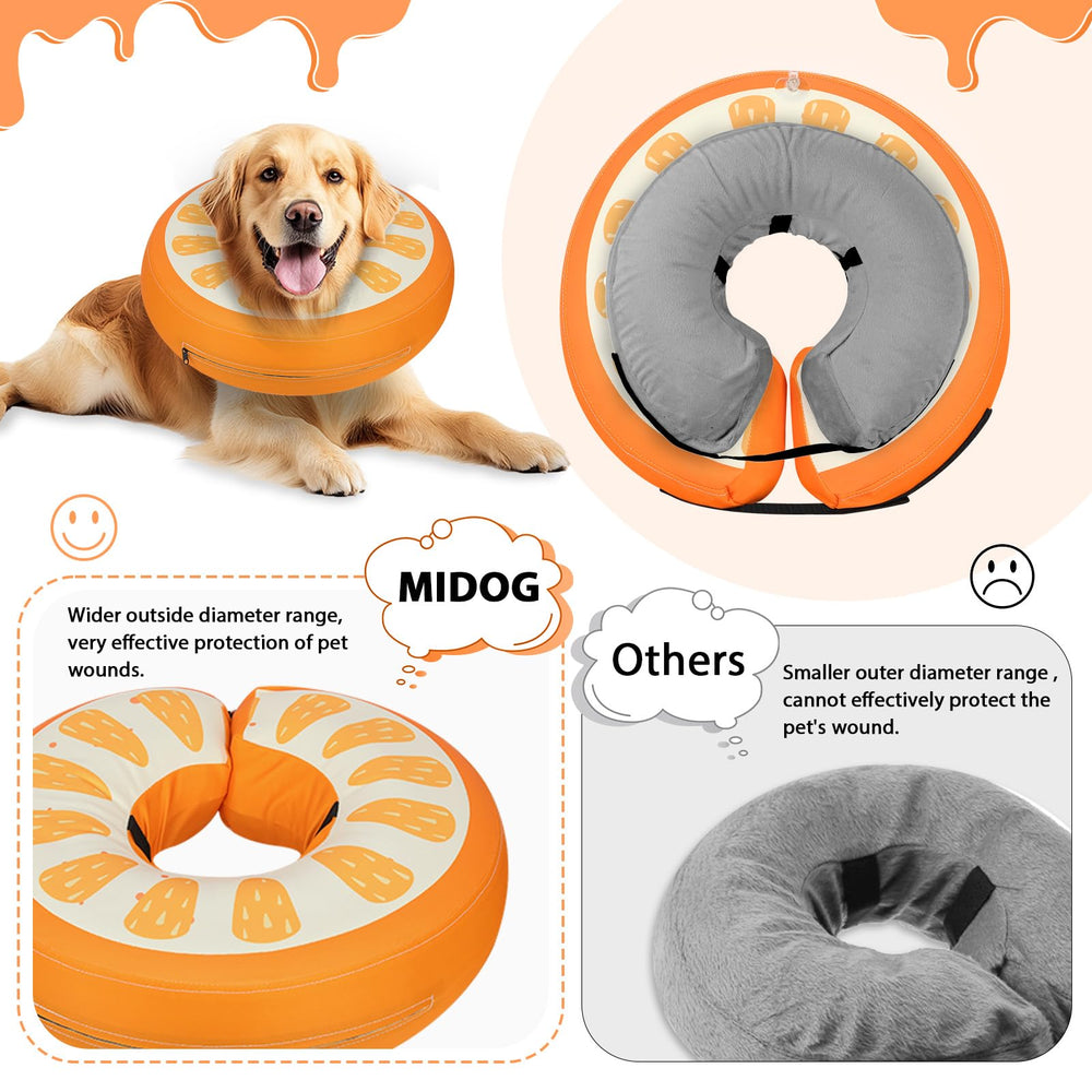 MIDOG collar inflable posoperatorio para perro, evita que lama la herida