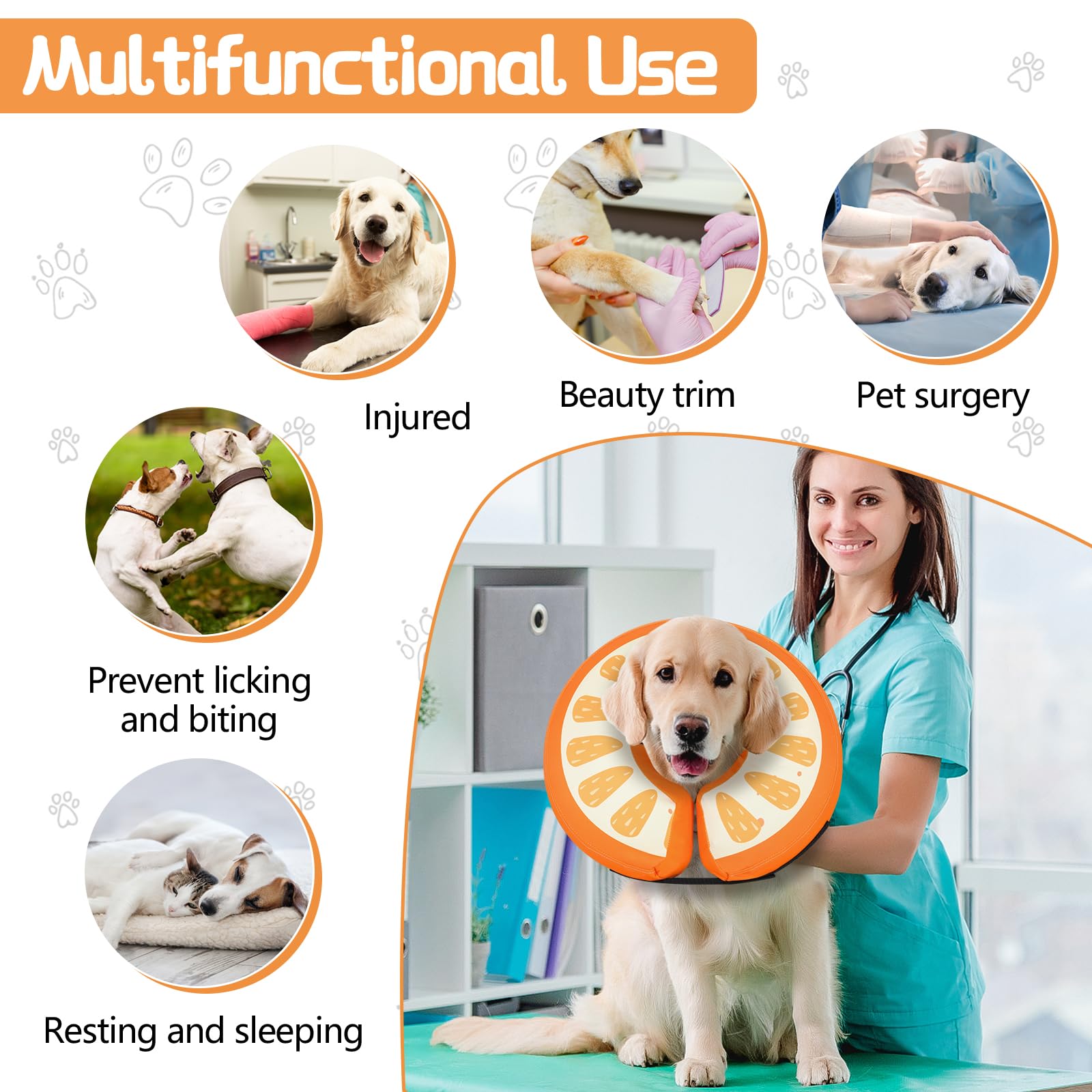 MIDOG collar inflable resistente a pelo, fácil limpieza y transporte