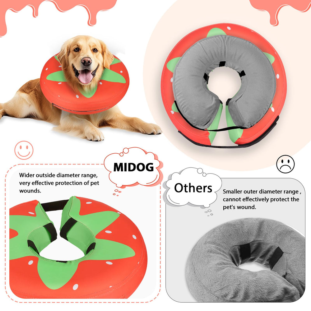 MIDOG collar inflable suave en dona, ajuste seguro para diferentes tamaños.