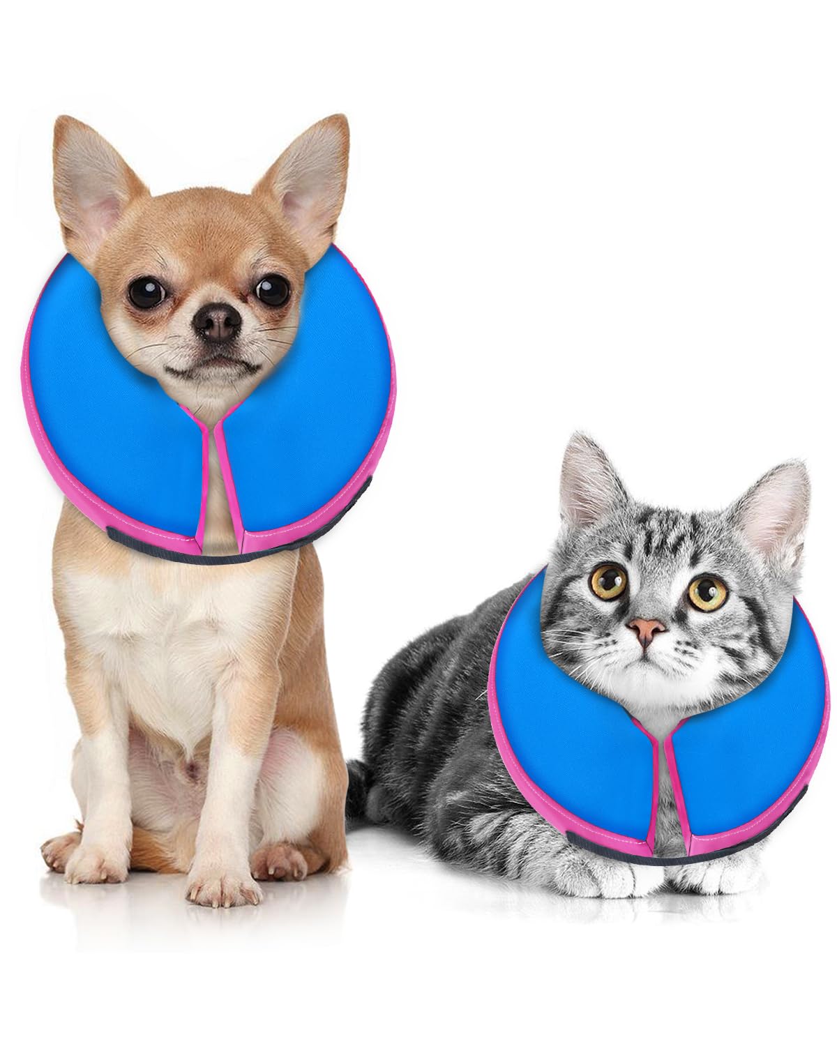 MIDOG collar inflable suave tipo rosquilla en rosa-azul para recuperación cómoda