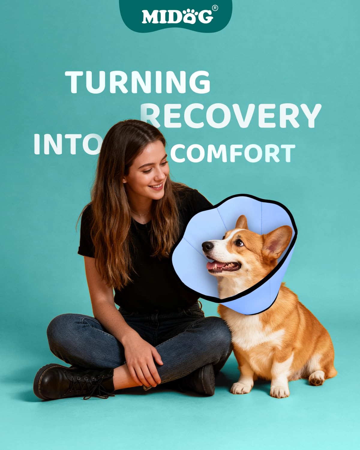 MIDOG Cono cómodo para recuperación, permite comer y dormir con libertad moderada.
