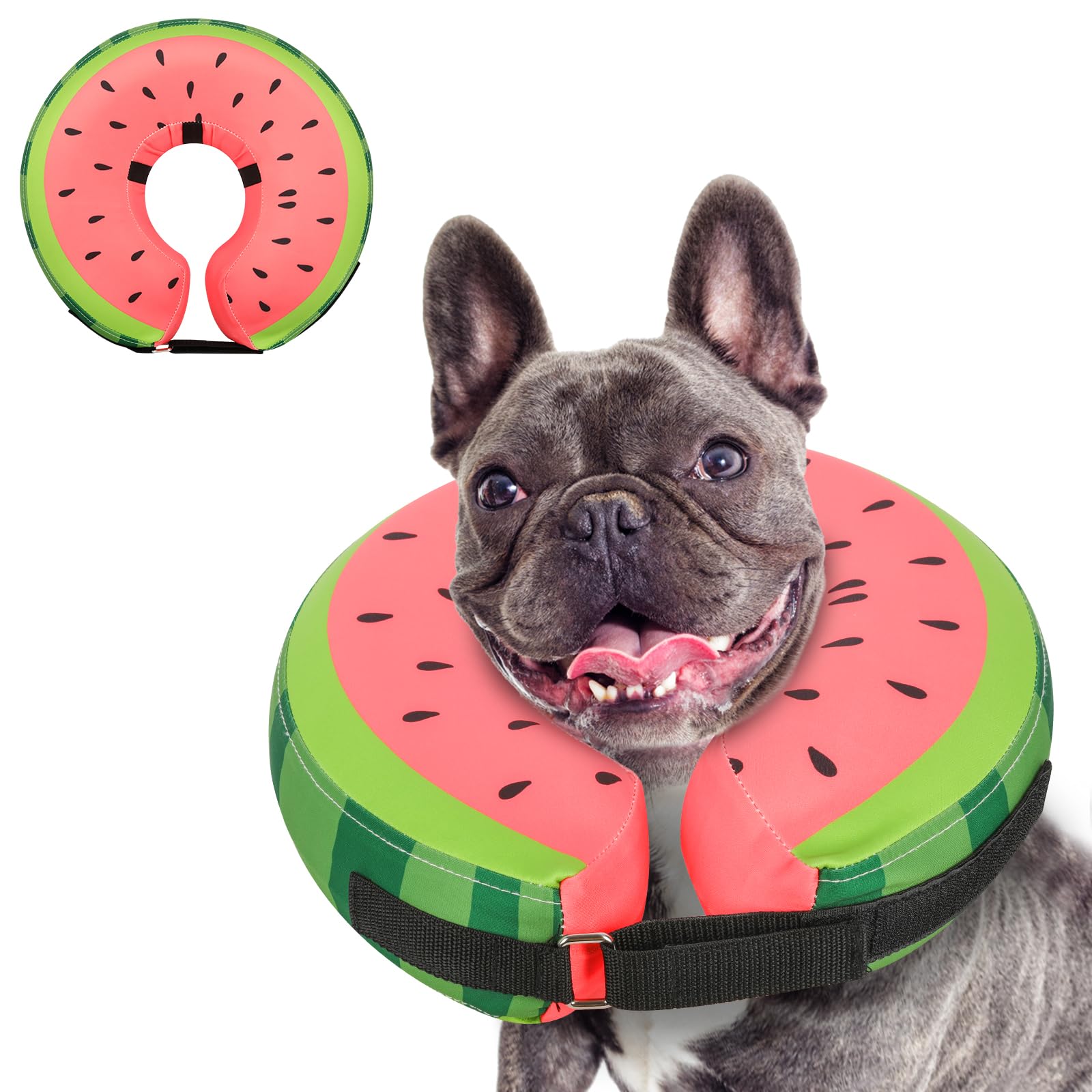 Cono inflable suave MIDOG tipo dona para perro, evita lamer y facilita recuperación.