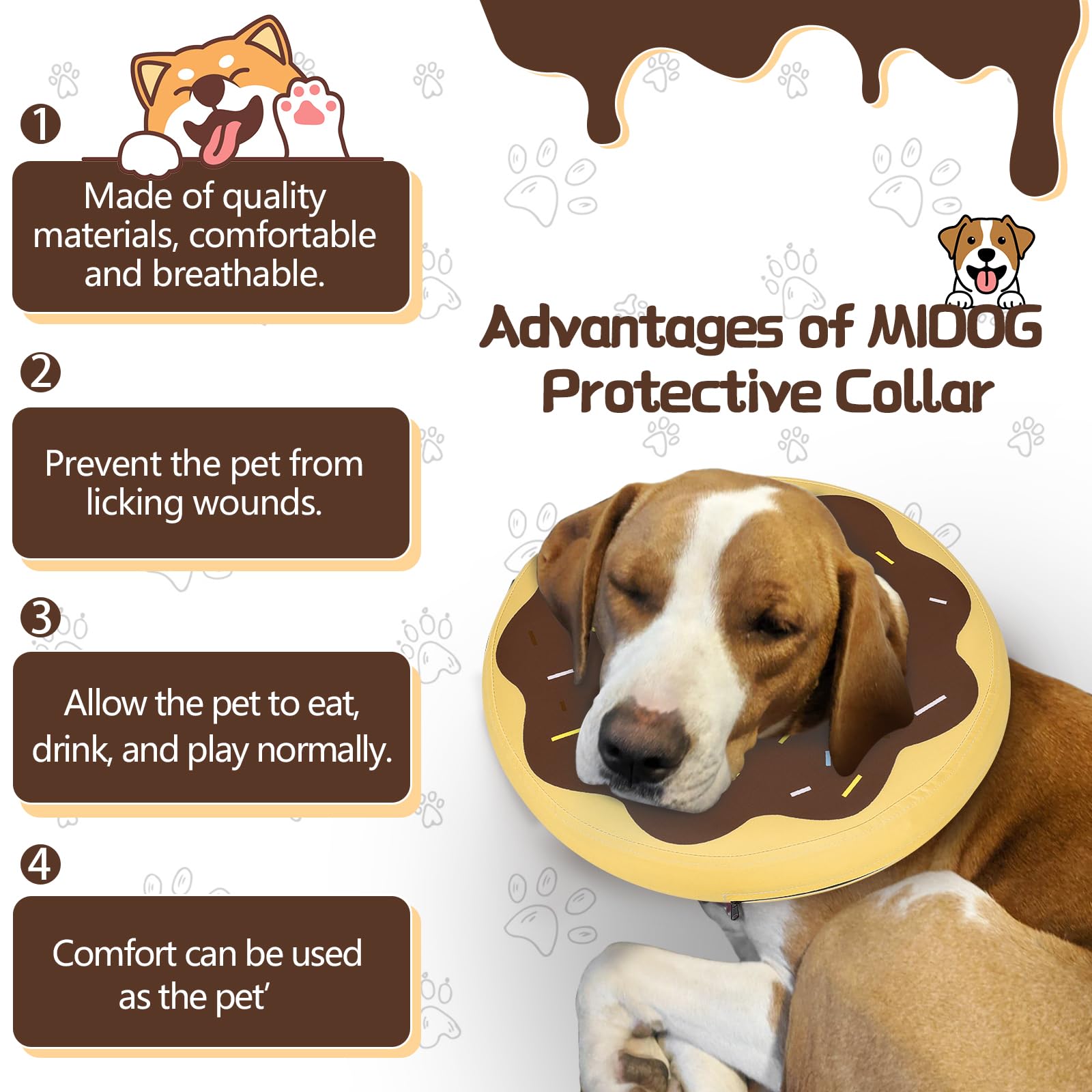 MIDOG cono inflable suave, vista interior, permite comer y beber con normalidad.