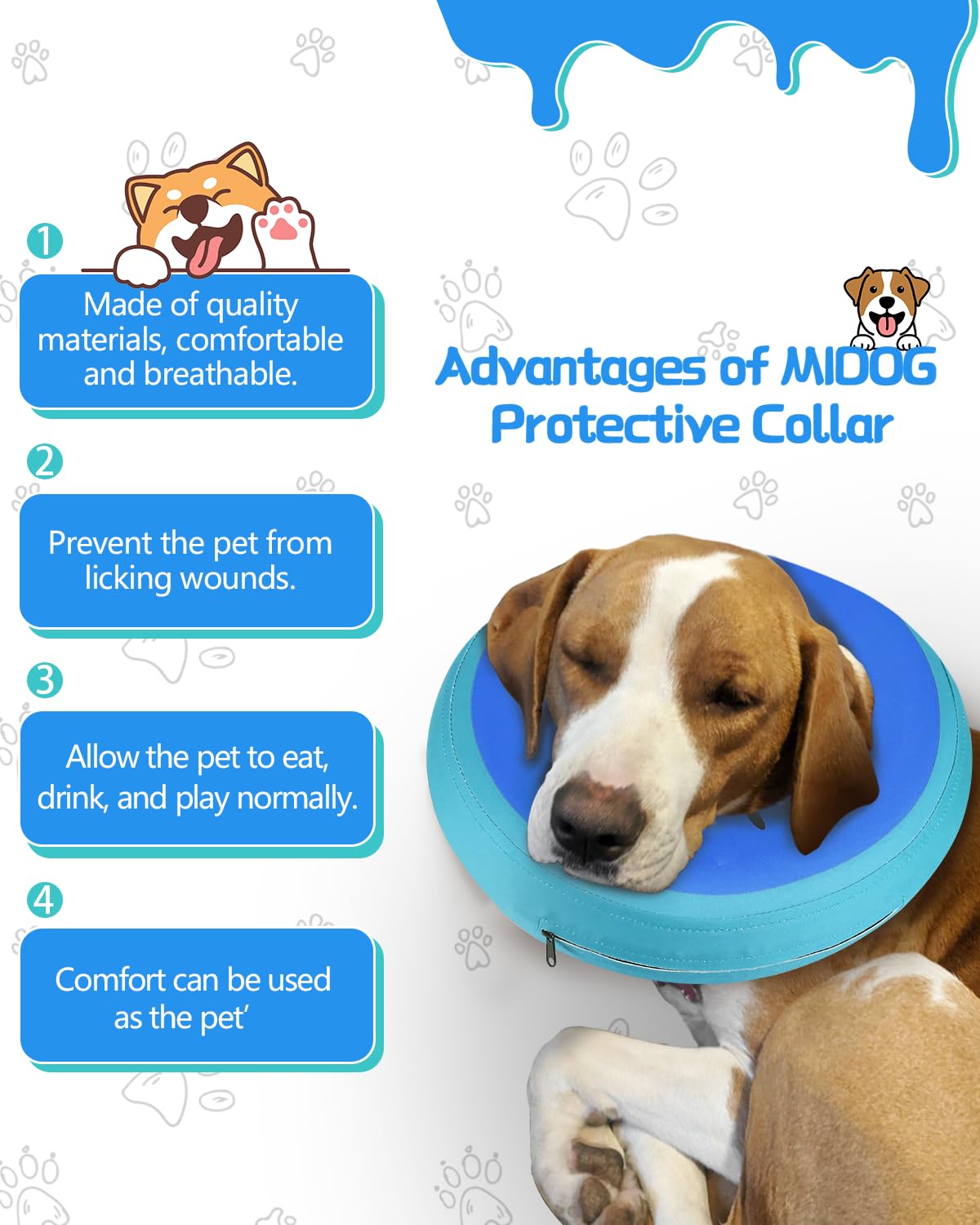 MIDOG collar tipo dona para posoperatorio, evita que la mascota lama la zona