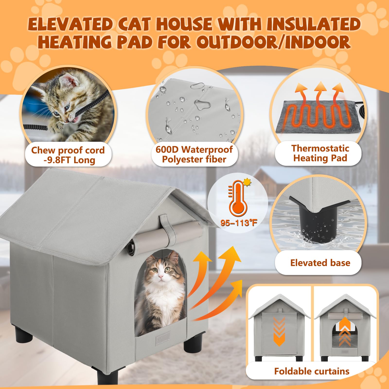 Midollarle caja gato 1-2 gatos protección impermeable para clima frío