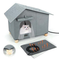 Midollarle casa-gato-caliente-exterior-elevada refugio cálido para clima húmedo.