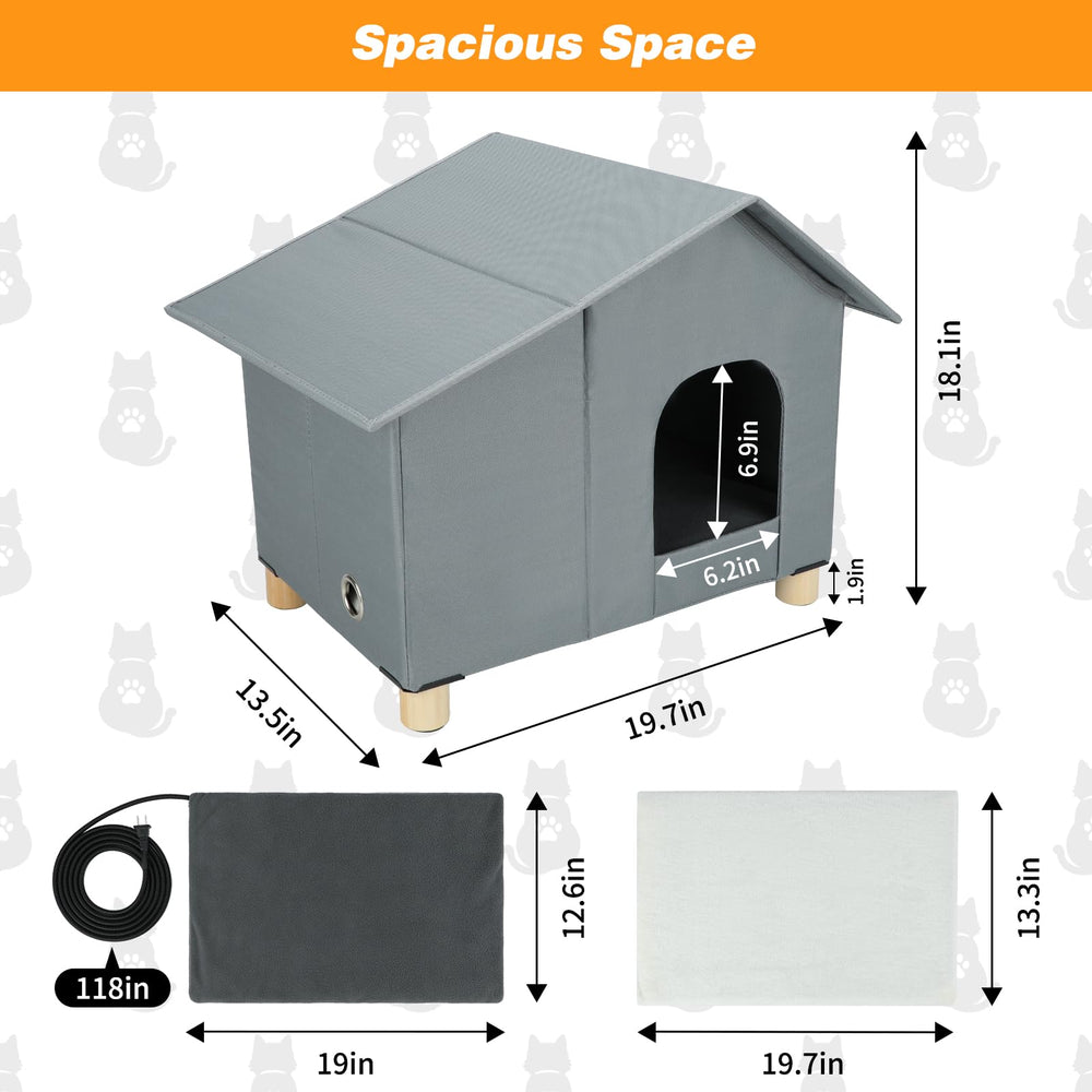Midollarle casa-gato-caliente-exterior-interior-amplio espacio cómodo para varios gatos.
