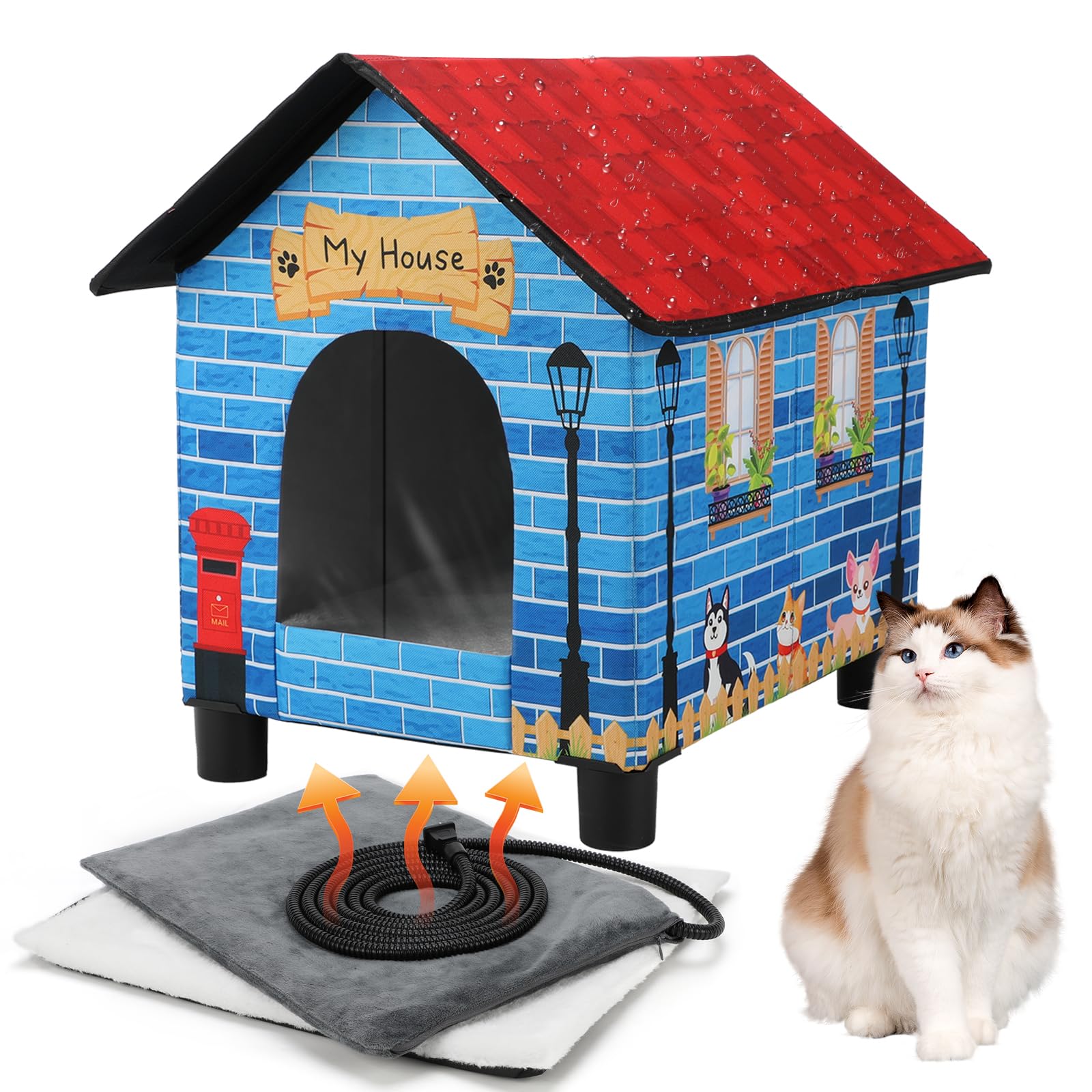 Midollarle: refugio elevado para gatos cálido en exteriores.