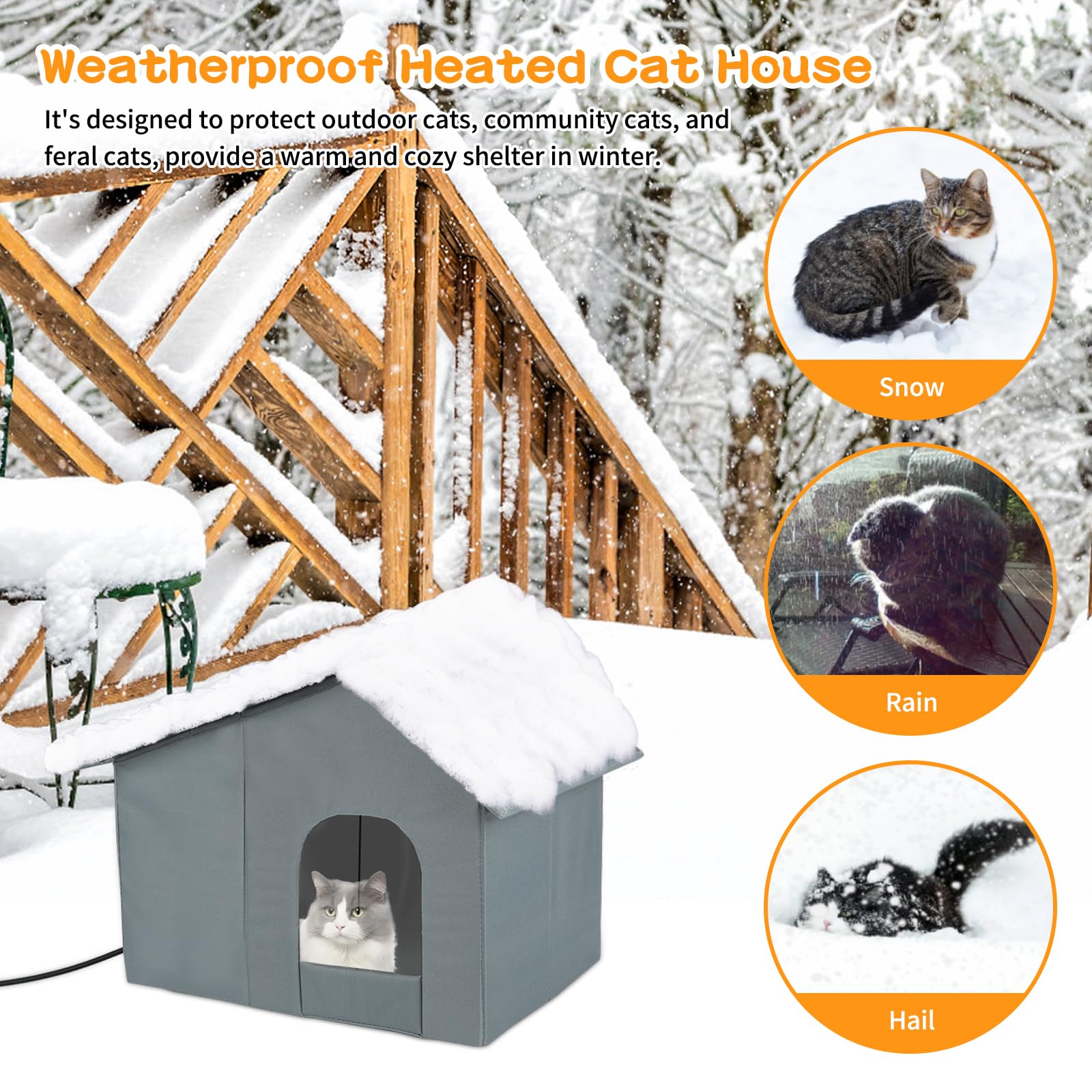 Midollarle casa-gato-uso-interior-exterior: refugio versátil para uso en casa o patio.
