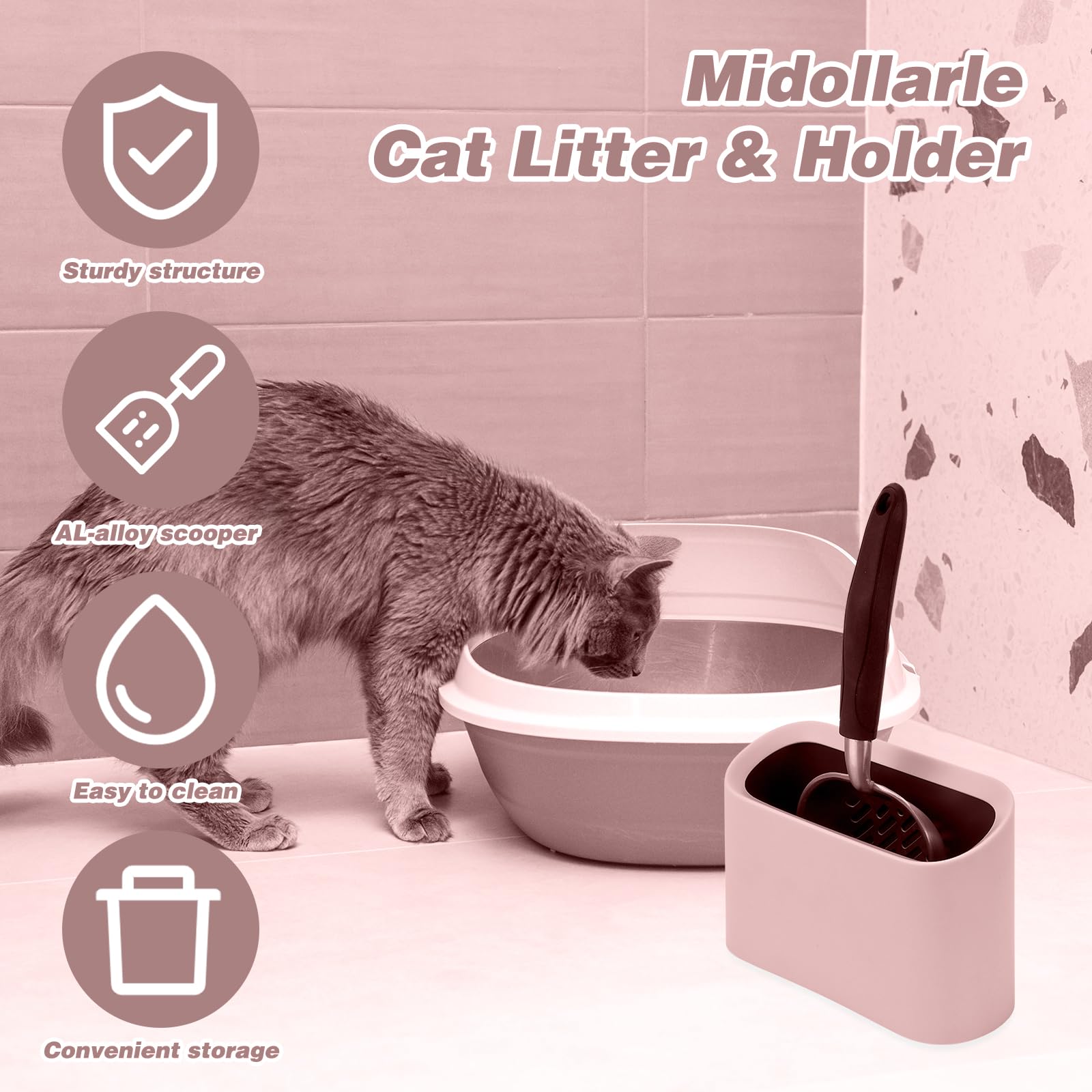 Midollarle cazo para arena de gato de aluminio, 30 cm para más eficiencia.