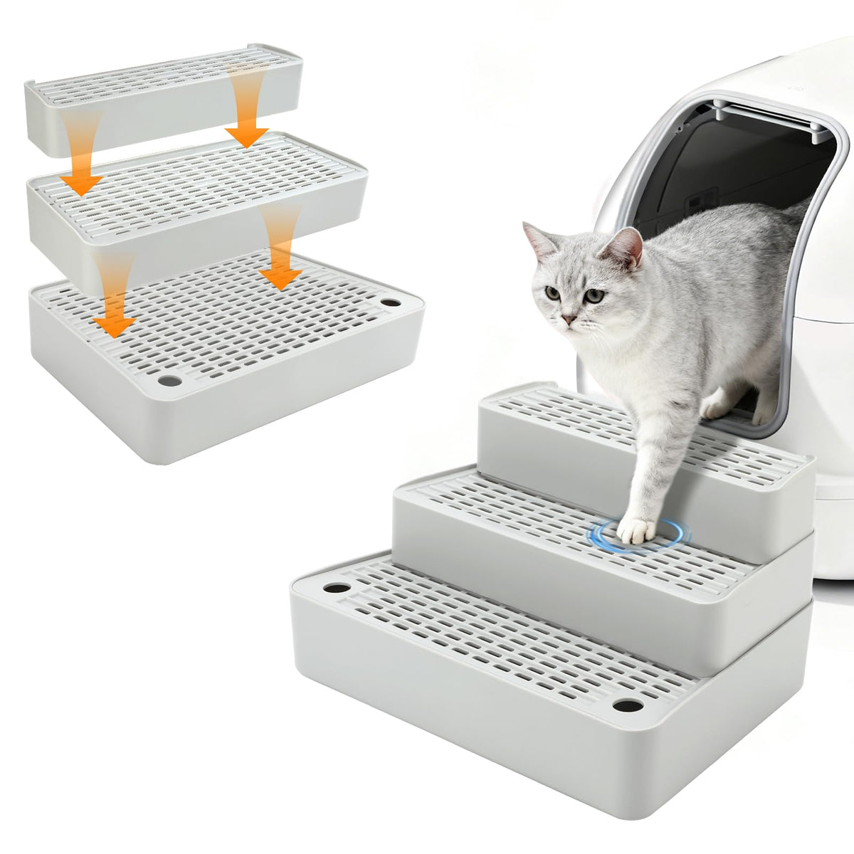 Midollarle escalera de gato de 3 pasos, enfoque ajustable para entrada fácil a la caja