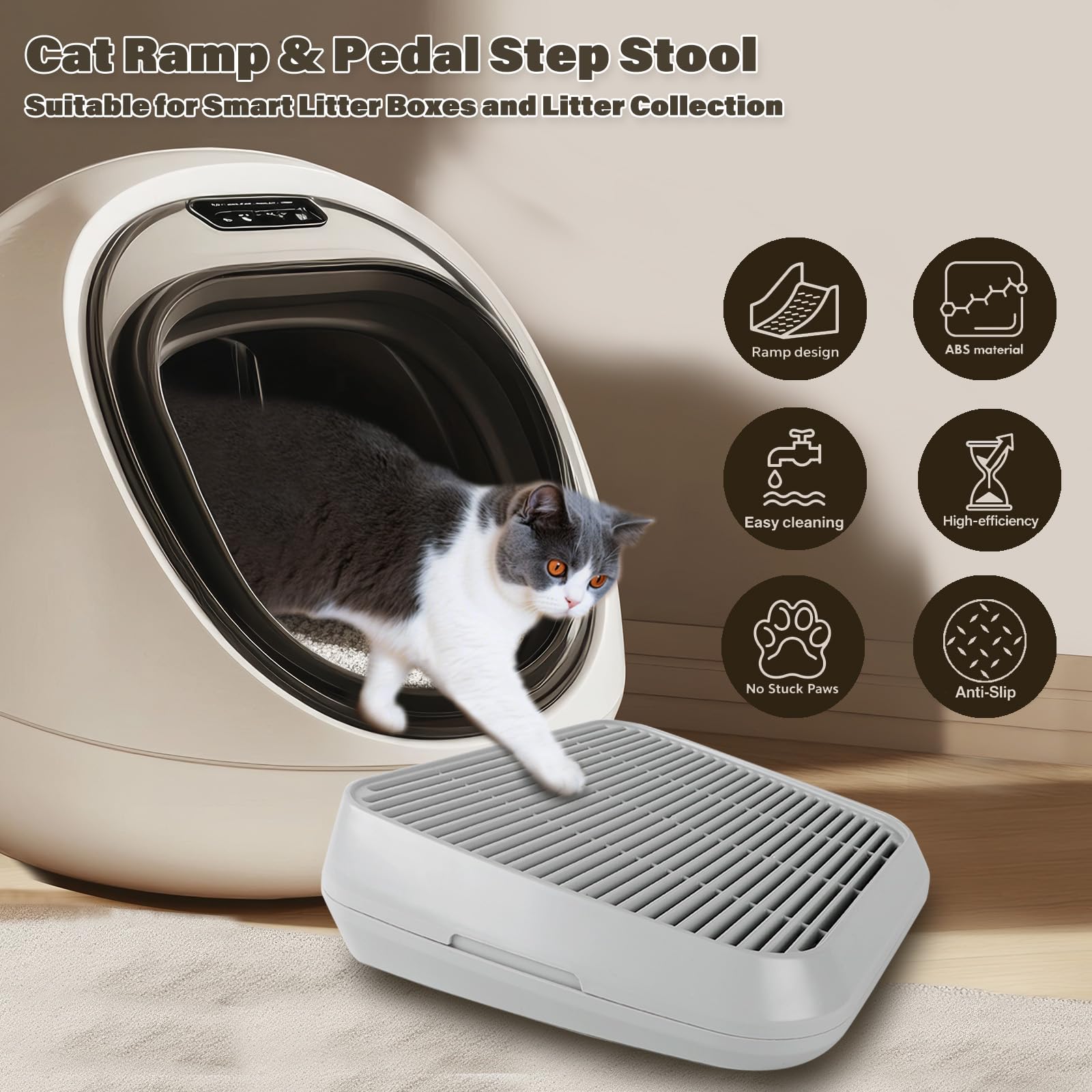 Midollarle paso de gato para arenero, escalón cómodo para gatitos y mayores.