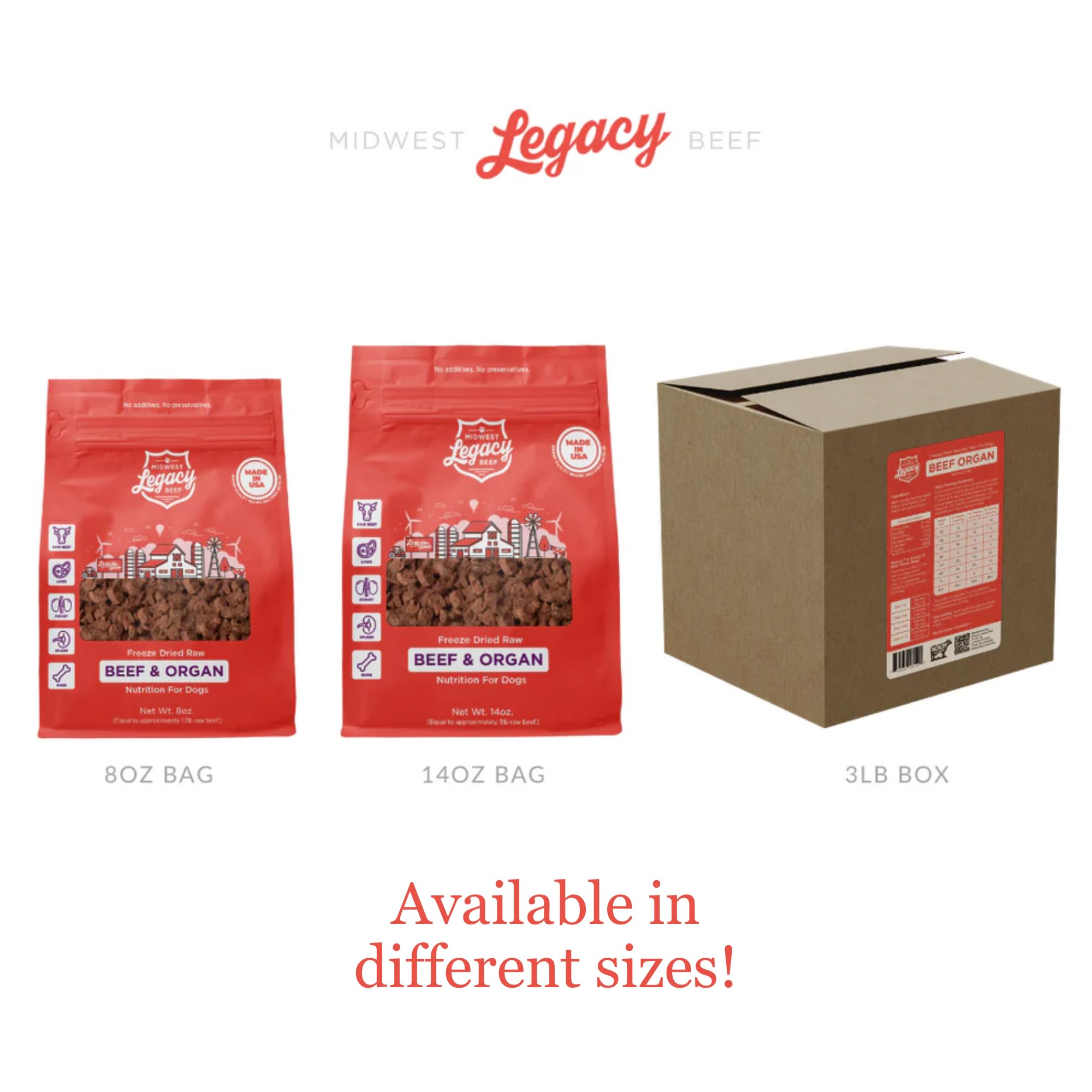 Midwest Legacy Beef, ratio 80/10/10, soporte balanceado de proteínas y minerales.