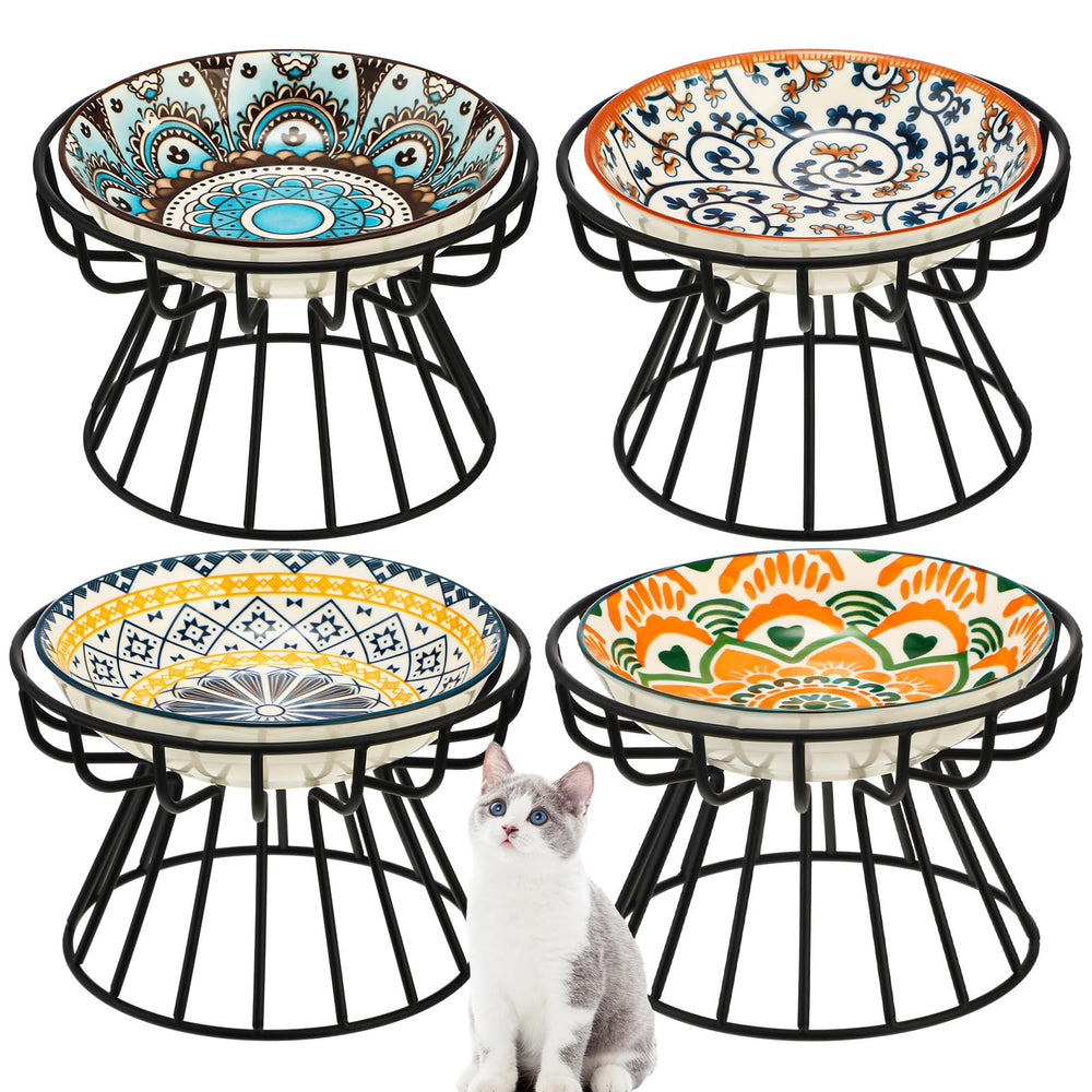 Mifoci 8 piezas cuencos elevados Mandala para comida y agua ordenada