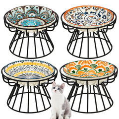 Mifoci 8 piezas cuencos elevados Mandala para comida y agua ordenada