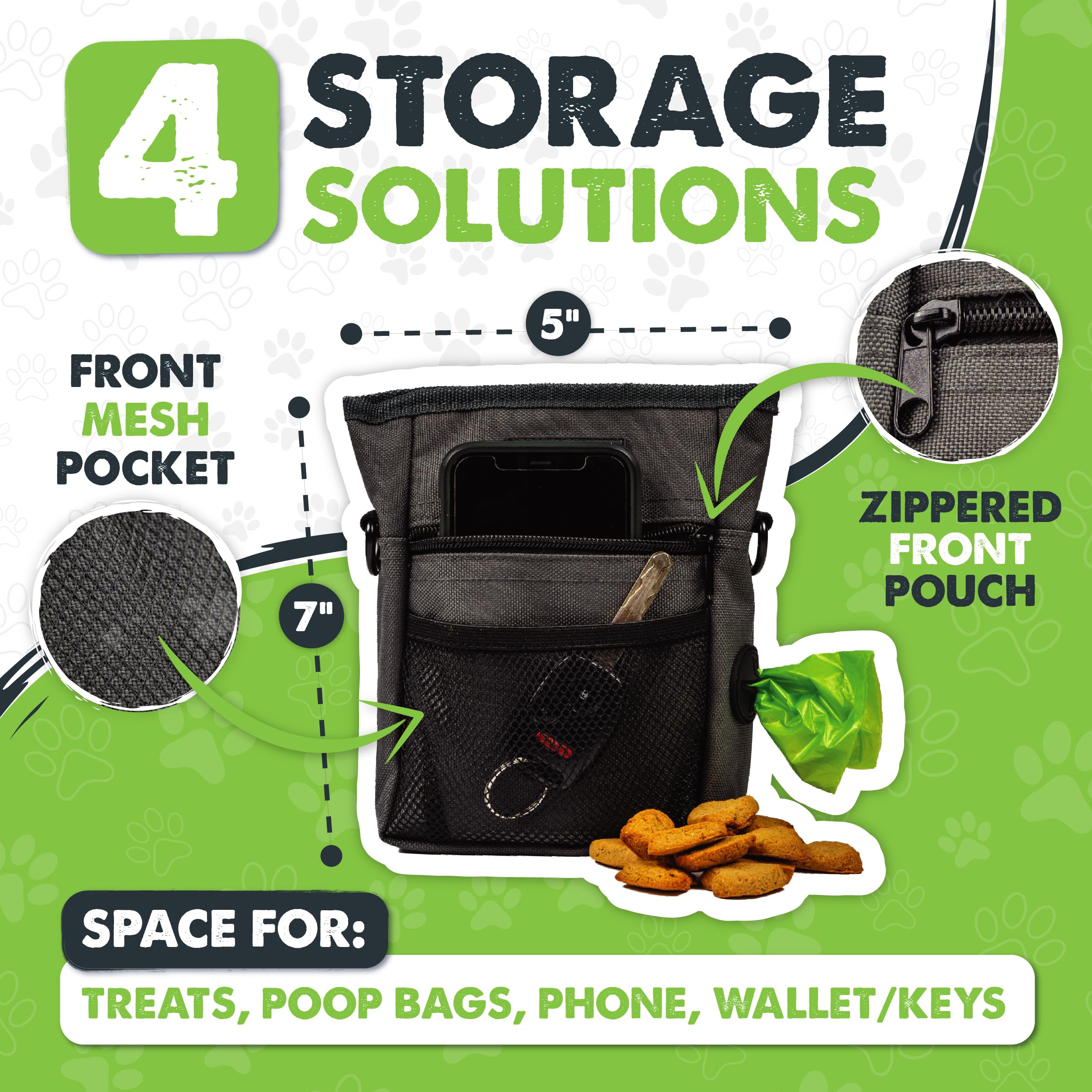 Mighty Paw bolsa para paseos con compartimentos múltiples para golosinas.
