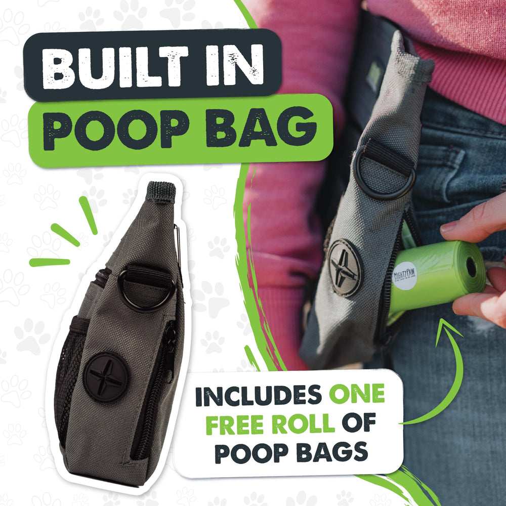 Mighty Paw soporte integrado para bolsas de excrementos y limpieza.
