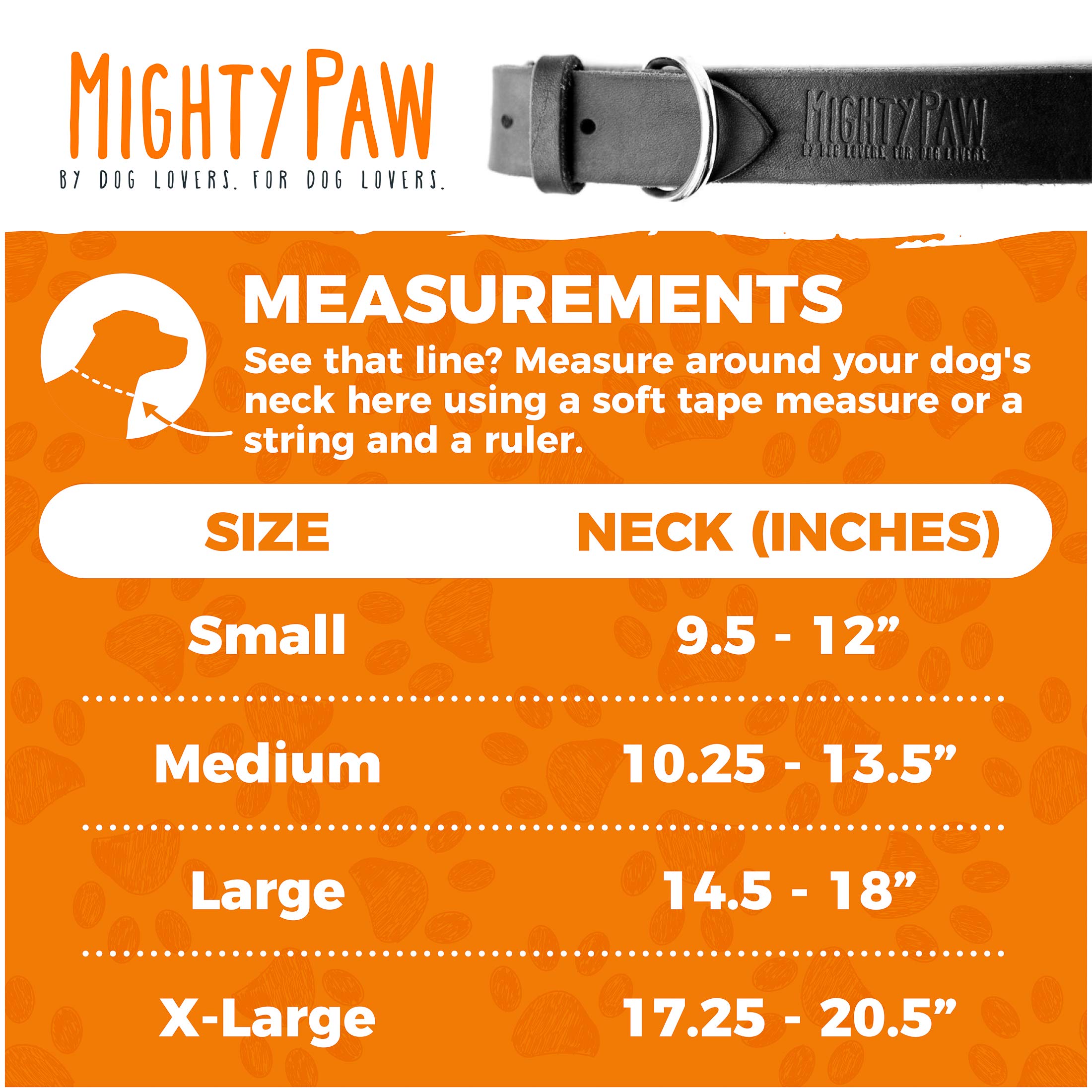 Hebilla de aleación plateada en collar Mighty Paw para mayor durabilidad.
