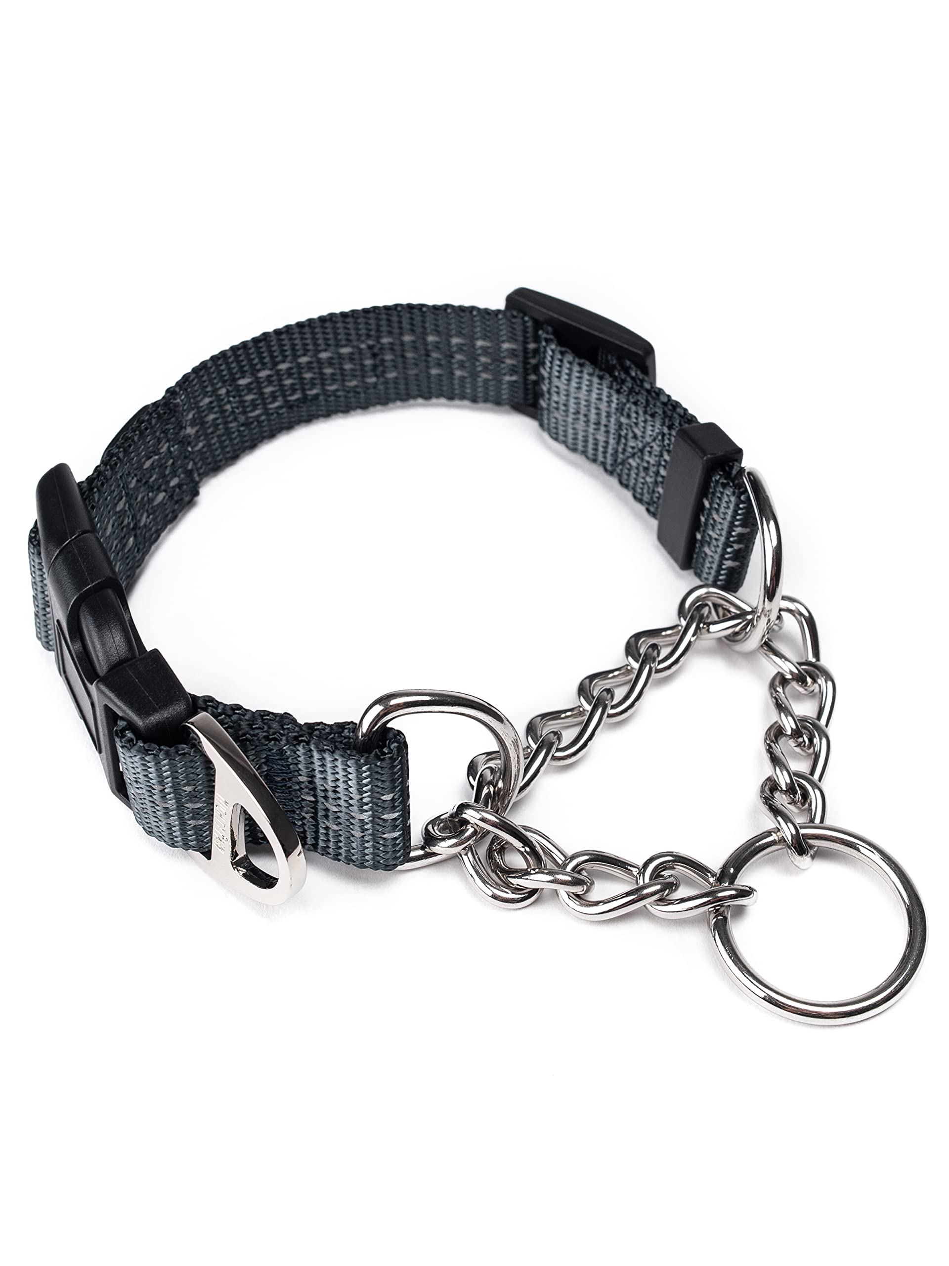Collar Mighty Paw Martingale 2.0 con cadena de acero inoxidable para durabilidad.