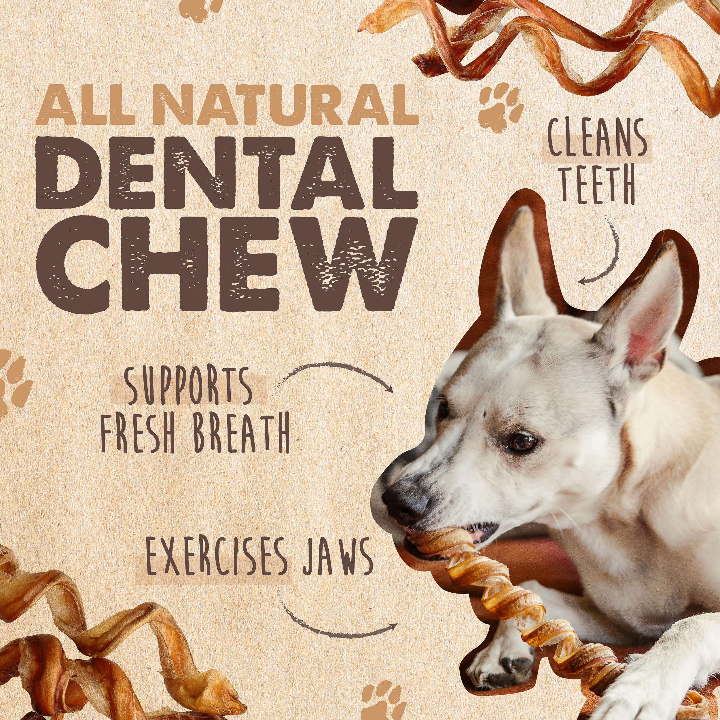 Mighty Paw Naturals Curly Bully Sticks para perros grandes, masticación duradera