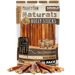 Mighty Paw Naturals, palitos bully de res, masticación segura para perros.