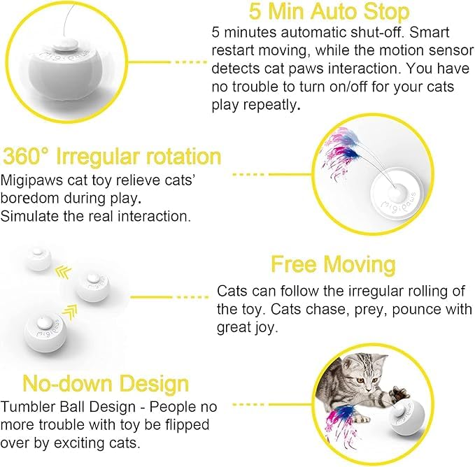 Migipaws base bola giratoria: recurso para juego continuo que atrae la curiosidad del gato