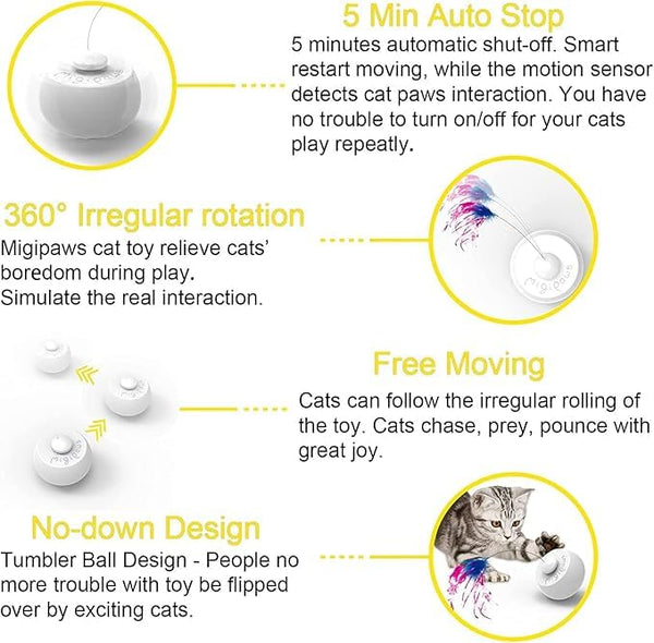 Migipaws base bola giratoria: recurso para juego continuo que atrae la curiosidad del gato