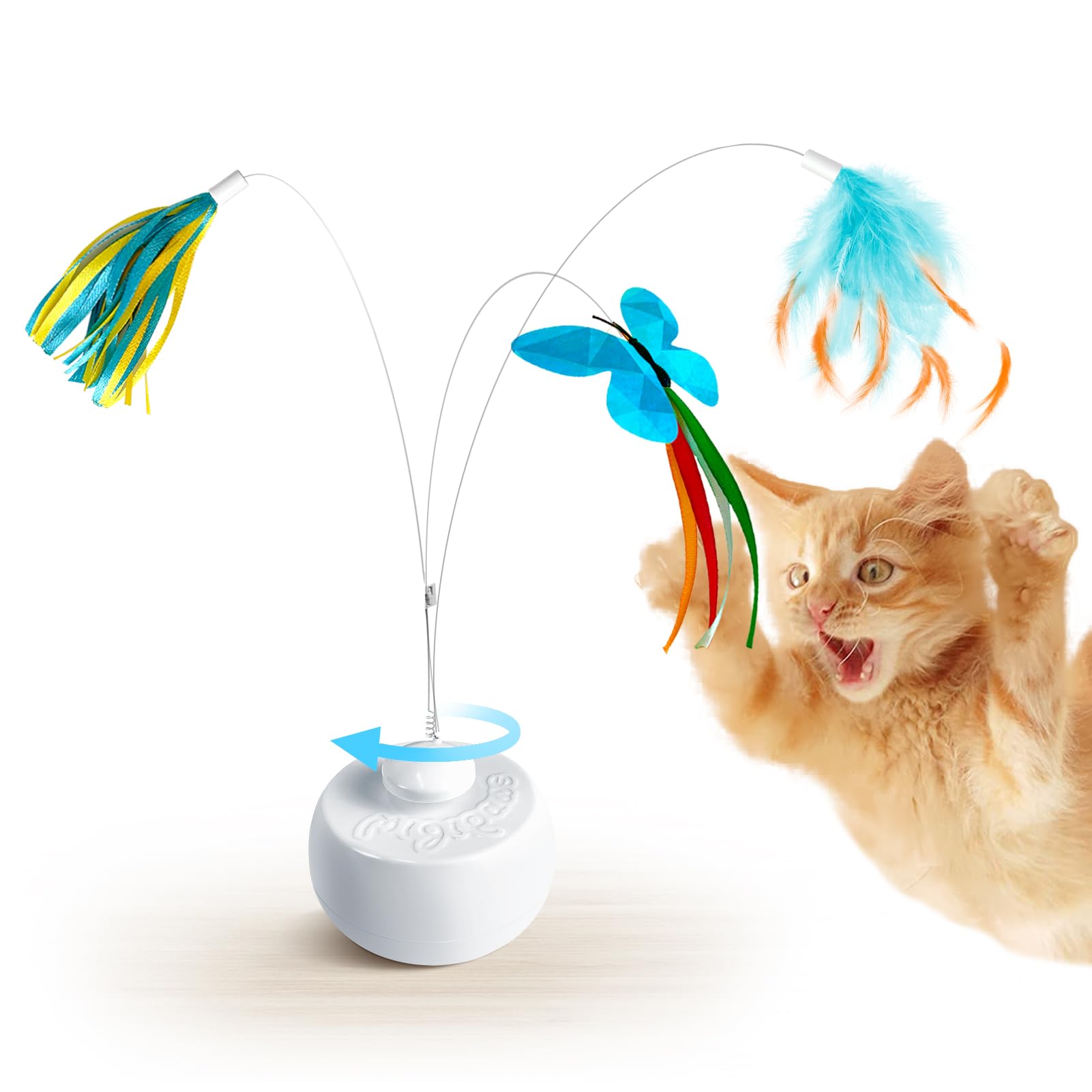 Migipaws Juguete Interactivo para Gatos con mariposa en movimiento, ideal para la caza lúdica