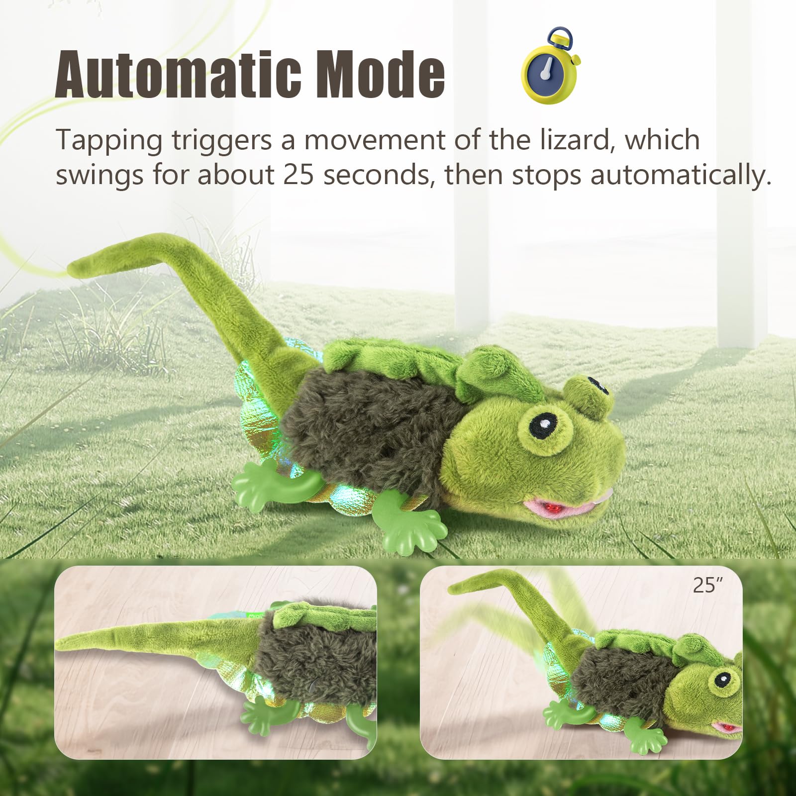 Migipaws lagarto-carga-usb, garantiza sesiones de juego sin necesidad de baterías.