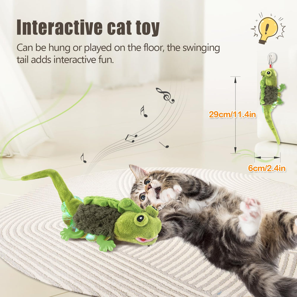 Migipaws lagarto-chirrido-realista, estimulando la curiosidad felina con sonido natural.