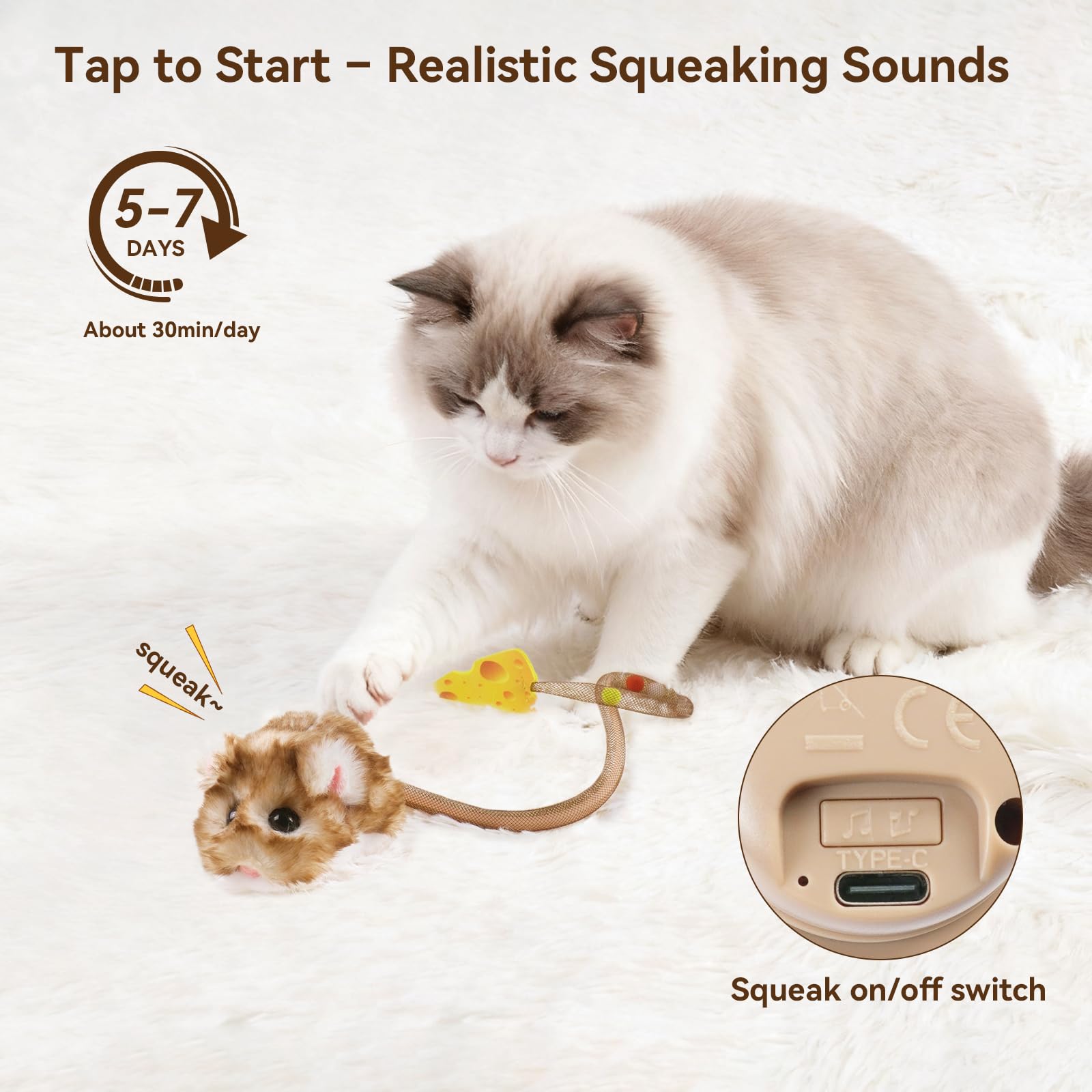 Migipaws Migimouse Ojos brillantes: atracción visual para perseguir