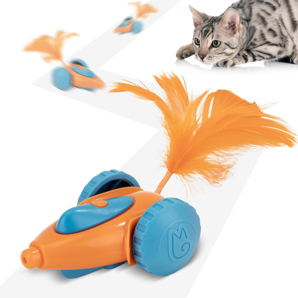 Migipaws Migicar juguete ratón realista para gatos, estimula la caza.